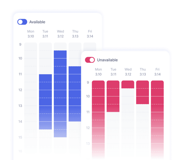 Hình ảnh UI thời gian khả dụng và không khả dụng